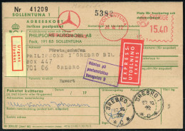 SCHWEDEN 1972 (26.10.) AFS: SOLLENTUNA/ MERCEDES-BENZ = MB-Logo, Portostufe 15.40 Kr. (MB-Logo) Klar Gest. Inl.-Express- - Voitures