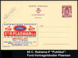 BELGIEN 1946 65 C. Reklame-P: Wappenlöwe:  F O R D / ETS. P. PLASMAN S.A./BRUXELLES.. (Ford-Logo) Ungebr. (Mi.P222 A I/  - Coches