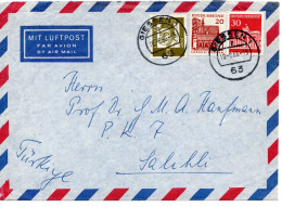 69752 - Bund - 1966 - 30Pfg Brandenburger Tor MiF A LpBf GIESSEN -> Tuerkei - Storia Postale