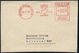 RÜSSELSHEIM (HESS)/ OPEL/ 1862 1937/ 75/ JAHRE 1937 (26.11.) Seltener Jubil.-AFS Francotyp "Reichsadler" , Klar Gest. Kl - Auto's