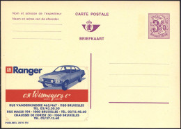 BELGIEN 1972 3,50 F. Reklame-P., Wappenlöwe, Viol.: GM Ranger/C. F. Wismeyer & Co.. = Ranger Limousine , Ungebr. (Mi.P 3 - Auto's