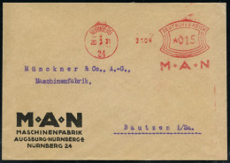 NÜRNBERG/ 24/ M-A-N 1931 (20.3.) AFS Francotyp Klar Auf Motivgl. Firmen--Fernbf.: M-A-N/MASCHINENFABRIK AUGSBURG-NÜRNBER - Trucks