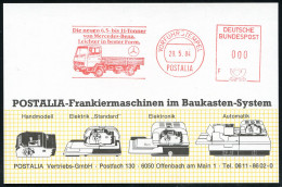 B.R.D. 1984 (10.5.) AFS: VORFÜHRSTEMPEL/POSTALIA/F/Die Neuen 6,5 Bis 11-Tonner Von Mercedes-Benz.. Autozentrale Gebr. Di - Trucks