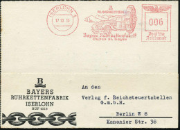 ISERLOHN/ RUHRKETTEN/ Bayers Ruhrkettenfabrik/ Gustav Fr.Bayer 1939 (17.10.) Sehr Dekorativer AFS Francotyp = PKW M. Sch - Auto's