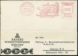 ISERLOHN/ RUHRKETTEN/ Bayers Ruhrkettenfabrik/ Gustav Fr.Bayer 1939 (17.10.) Sehr Dekorativer AFS Francotyp = PKW M. Sch - Voitures
