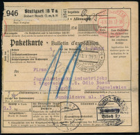 STUTTGART 18/ Gebühr Bezahlt 1939 (6.10.) Doppel-Oval + Schw. Selbstbucher-Paketzettel: Stuttgart 18 V A / Robert Bosch  - Auto's