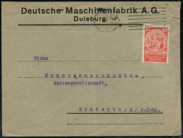 DUISBURG/ *2I 1924 (10.12.) MaStrichSt A.EF 10 Pf.Nothilfe Auf Firmen-Bf.: Deutsche Maschinenfabrik A.G. (= DEMAG) Fern- - Other (Earth)