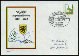 7480 SIGMARINGEN 1/ ..30 JAHRE/ 10.PANZERDIVISION 1989 (7.10.) SSt Auf PU 100 Pf. Sehenswürdigkeiten: 30 Jahre/10. Panze - Other (Earth)