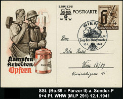 WIEN/ Tag Der Briefmarke 1941 (12.1.) SSt = Panzer II Auf Sonder-P. 6 + 4 Pf. WHW (Mi.P 291) Orts-Karte (Bo.69) - GEPANZ - Autres (Terre)