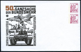 B.R.D. 1978 PU 50 Pf. + 50 Pf. Burgen, Margenta: 50. GANZSACHE DER BUNDESWEHR.. = Panzer "Leopard II" (u. "Tornado"-Kamp - Other (Earth)