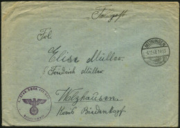 MEININGEN/ L 1940 (6.12.) 1K-Brücke + Viol. 1K-HdN: 3./ K R A D. Schütz.(en) Ers. Batl. 1 + Rs. Hs. Abs. , Klar Gest. Fe - Motos