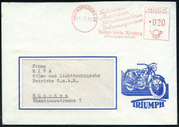 (13a) NÜRNBERG 22/ Fahrräder/ Motrräder/ Schreibmaschinen../ Triumph-Werke.. 1952 (11.2.) AFS Auf Reklame-Bf.: Mit TRIUM - Motos