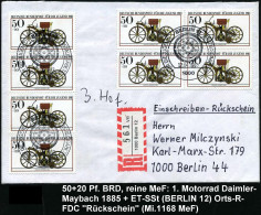 B.R.D. 1983 (12.8.) 50 + 20 Pf. Daimler-Maybach-Mototrrad V.1885, Reine MeF 8x , 3x ET-SSt. (Berlin 12), Orts-R-FDC!  (M - Motos