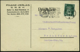 BERLIN C/ D 2 F/ RDA/ AUTOMOBIL-/ U.MOTORRAD-/ AUSSTELLUNG/ 8.-18.11. 1928 (1.10.) Seltener MWSt (Logo Des R.D.A. = Reic - Voitures