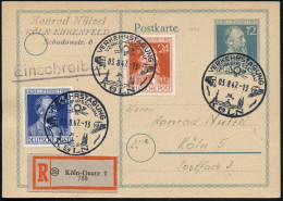 KÖLN/ VERKEHRSTAGUNG/ VERKEHRSSCHAU 1947 (3.8.) SSt = LKW, Lokomotive, Posthorn, Dom (Rheinschiff, Flugzeug) 3x Auf P 96 - Voitures