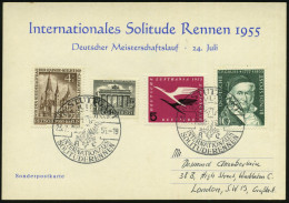 (14a) STUTTGART/ ADAC/ INTERNAT./ SOLITUDERENNEN 1955 (23.7.) SSt (ADAC-Adler) 2x Klar A. Ausl.-Sonder-Kt., Sieger Bis 1 - Coches