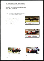 B.R.D. 1998 (Dez.) 100 + 50 Pf. "Für Den Sport": Formel I-Rennsport U. Galoppsport, 24 Verschied. Color-Entwürfe Der Bun - Cars