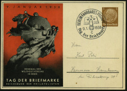 BERLIN FAHRBARES POSTAMT/ WHW/ C/ Tag D.Briefmarke 1938 (9.1.) SSt Auf. PP 3 Pf. Hindenbg., Braun: TAG DER BRIEFMARKE..  - Auto's