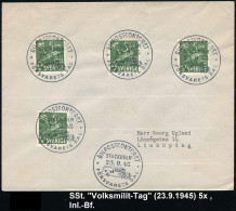 SCHWEDEN 1945 (23.9.) SSt: BILPOSTKONTORET/STOCKHOLM/FÖRSVARETS DAG (Mob.PA) = "Miliz-Tag", 5x Klar Gest. Inl.-Brief - F - Voitures