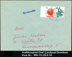 AUGSBURG-MÜNCHEN/ ÜBERLANDPOST/ 890-1/ 2/ B 1974 (20.8.) Oval-Steg = Mobiles Postamt Im Überland-Postomnibus , Klar Gest - Cars