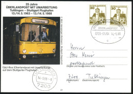 TUTTLINGEN-STUTTGART FLUGHAFEN/ ÜBERLANDPOST/ 0720-01/ 04/ C 1988 (14.5.) Oval-St = Mobiles Postamt Im Überland-Postomni - Cars