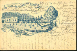 BAUTZEN/ ** 1892 (9.6) 1K Auf Seltener PP 5 Pf. Krone, Grün: Gruss Vom Oderwitzer Spitzberg = Ausflugs-Lokal, Wald Etc.  - Otros