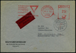 239 FLENSBURG 1/ ..VORSICHT/ RÜCKSICHT/ Kraftfahrt-Bundesamt 1971 (18.2) AFS Francotyp 250 Pf. = Schild "Vorfahrt Beacht - Unfälle Und Verkehrssicherheit