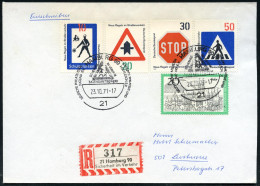 21 HAMBURG 90/ SICHERHEIT/ IM VERKEHR.. 1971 (23.10.) SSt = Verkehrsschild "Achtung, Kinder!" Auf Passender Frankatur "V - Accidents & Road Safety