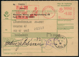 SCHWEDEN 1971 AFS: SOLLENTUNA/LIC./1689/Vipa 3M/..bilbälten = Dummy Mit Sicherheitsgurt (= Schulter-Beckengurt) = 3M-Com - Accidents & Sécurité Routière