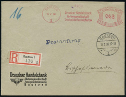 BAUTZEN/ 1/ Dresdner Handelsbank/ AG.. 1938 (15.2.) AFS 062 Pf. + 1K-Brücke: BAUTZEN/* 1 M + RZ: Bautzen 1/r , Dekorativ - Autres