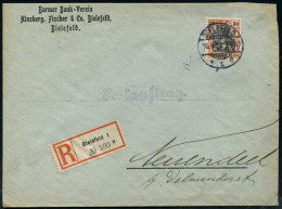 BIELEFELD/ *1e 1912 (10.9.) 1K-Gitter Auf EF 30 Pf. Germania + RZ: Bielefeld 1/n , Klar Gest. Inl.-Postauftrags-R-Bf.: B - Autres