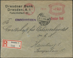DRESDEN/ ALTST.1/ Dresdner Bank 1927 (29.3.) Seltener AFS Francotyp "Bogenrechteck Urtype" = 1. Reguläre Frankiermaschin - Autres