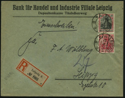 LEIPZIG/ *8a 1919 (2.12.) 1K-Brücke Auf Germania 10 Pf. U. 40 Pf. + Gez. RZ: Leipzig 8/a ,klar Gest. Firmen-R-Bf.: Bank  - Other