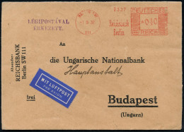 BERLIN SW/ 111/ Reichsbank.. 1932 (1.9.) AFS Francotyp "Mäanderrechteck" 040 Pf., SW 111 = Hauspostamt Der Reichs-bank , - Other