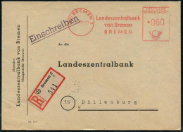 (23) BREMEN 1/ Landeszentralbank/ Von Bremen 1953 (8.12.) AFS 060 Pf. + Selbstbucher-RZ: (23) Bremen 5/h , Dienst-R-Brie - Other