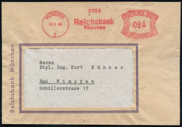 MÜNCHEN/ 1/ Reichsbank/ München 1946 (8.8.) Seltener AFS Francotyp "Bogenrechteck" Unverändert Weiterverwendet! = Notmaß - Other