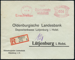 OLDENBURG/ OLDB./ Oldenburgische/ Landesbank 1934 (8.3.) AFS Francotyp 054 Pf. + Selbstbucher-R-Zettel: Oldenburg/(Oldb. - Other