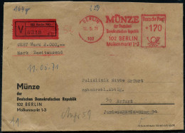 102 BERLIN/ MÜNZER/ Der Deutschen/ Demokratischen Republik.. 1971 (6.5.) AFS 150 Pf. + Roter Sonder-V-Zettel:  Berlin 2  - Autres