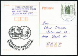 3560 SALZWEDEL 1/ Ae 1990 (2.7.) 1K-Segment Auf Inl.-P 30 Pf. VGO Goethe/Schiller , Oliv + Zudruck: WÄHRUNGSUNION..  (1. - Other