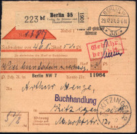 BERLIN W/ *35* 1921 (29.12.) 1K-Brücke + Selbstbucher-Paket-Zettel: Berlin 35/bf/ Verlag Für Börsen-u./Finanzliteratur + - Otros