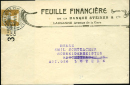SCHWEIZ 1915 (2.8.) Privat-Zeitungs-Streifbad: 3 C./2 C. Tellknabe , Hellbraun , Abart:  V E R S C H O B E N E R  Aufdru - Other