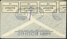 FRANKFURT (MAIN)/ C/ AUSLANDS-/ STELLE/ BAHNPOSTAMT 19 1938 (1.5.) 2K-Steg 3x Auf Devisen-Zensurstreifen (Antiqua, Viers - Autres