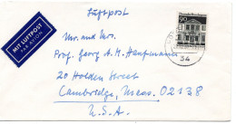 69755 - Bund - 1966 - 90Pfg Gr.Bauten EF A LpBf GOETTINGEN -> Cambridge, MA (USA) - Storia Postale