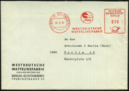 (1) BERLIN-SCHÖNEBERG 1/ WEWA/ WESTDEUTSCHE/ WATTELINEFABRIK 1966 (26.3.) AFS Postalia (Logo:.Bär U.Sonne) Firmen-Bf.: . - Chemistry