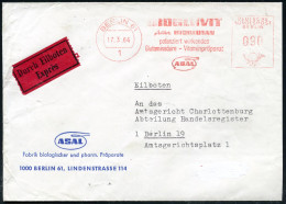 1 BERLIN 61/ BIOGLUVIT/ Früher BIOGLUTAN/ ..Glutaminsäure-Vitaminpräparat/ ASAL 1964 (17.3.) AFS Francotyp 090 Pf. (Glas - Chemistry