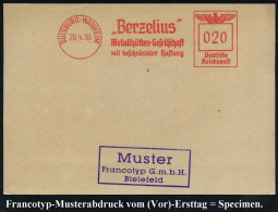 DUISBURG-WANHEIM/ "Berzelius"/ Metallhütten-Gesellschaft.. 1938 (28.4.) AFS-Musterabdruck Francotyp "Reichsadler" (= Jön - Chimie