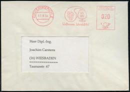 (22a) EMMERICH 2/ WW/ Westhooven Weindestillat 1954 (17.8.) AFS = Glaskolben Mit Weintraube, Weinglas , Rs. Motivgl. Abs - Chimie