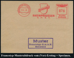 HOMBERG (NIEDERRHEIN)/ RHEINPREUSSEN/ GMBH 1938 (18.8.) AFS-Musterabdruck Francotyp "Reichsadler" (Firmen-Logo = Mineral - Chimie