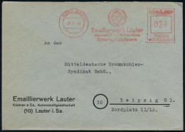 LAUTER (SACHS)/ Emaillierwerk Lauter/ Kästner & Co, Kom.-Ges./ Eimerspezialwerk 1946 (10.4.) Seltener AFS Francotyp "Rei - Chimie
