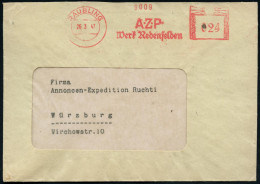 RAUBLING/ A-Z-P/ Werk Redenfelden 1947 (26.3.) Seltener, Aptierter AFS Francotyp "Hakenkreuz" = Entfernt + Inschrift U.  - Chimica
